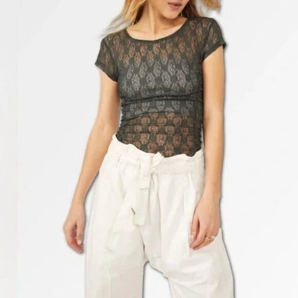 Free People Intimately Lace Baby Tee Keep It Simple Women's Top Size Small - Picture 1 of 5